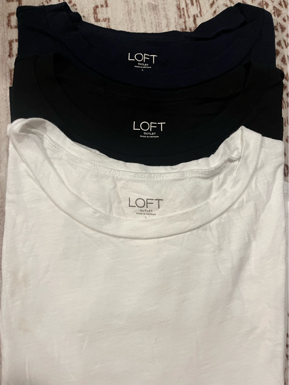 LOFT Women’s Crew Neck Tees - White, Black & Navy